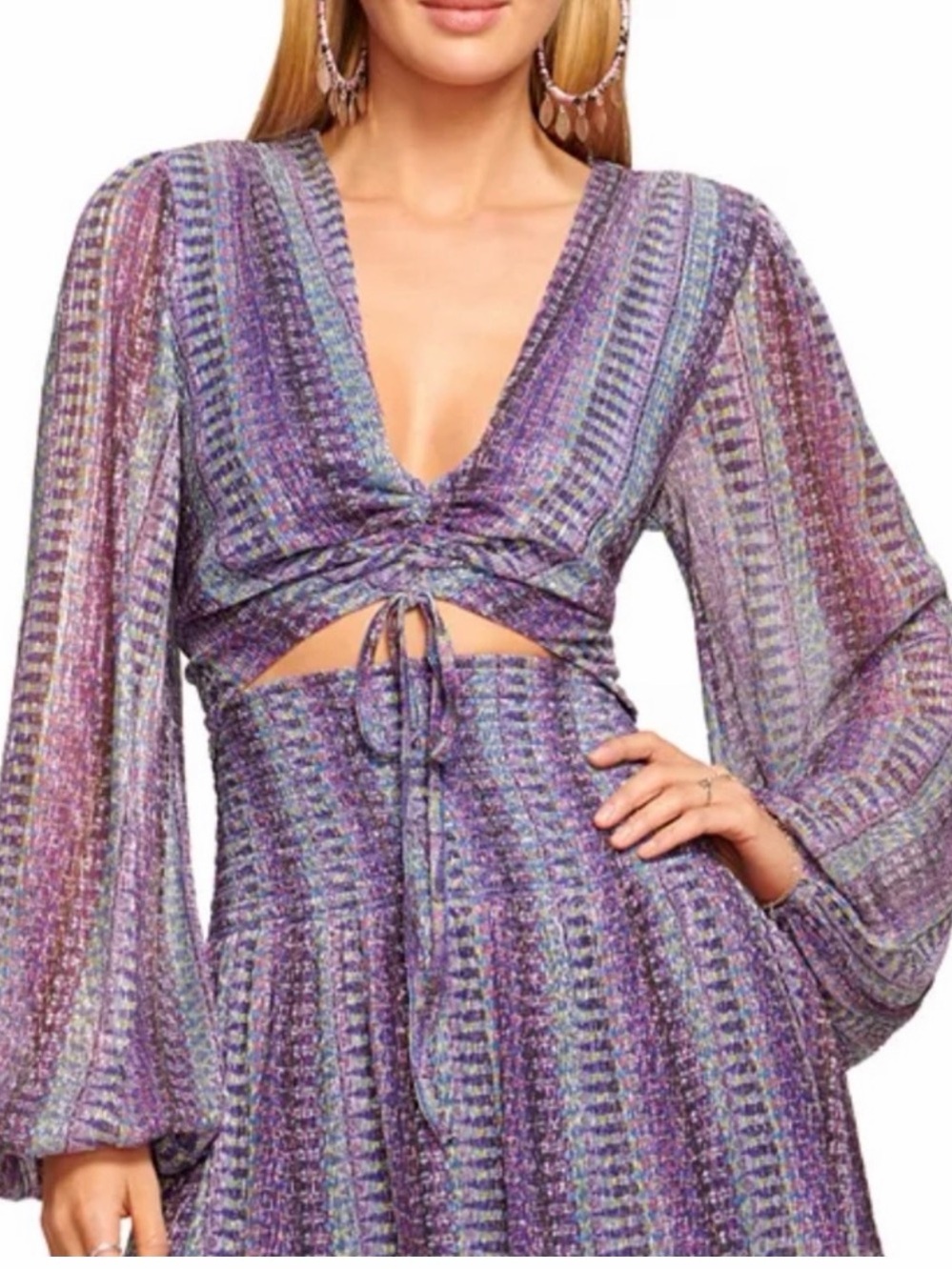 Ramy Brook Georgia Printed Metallic Purple Dress
